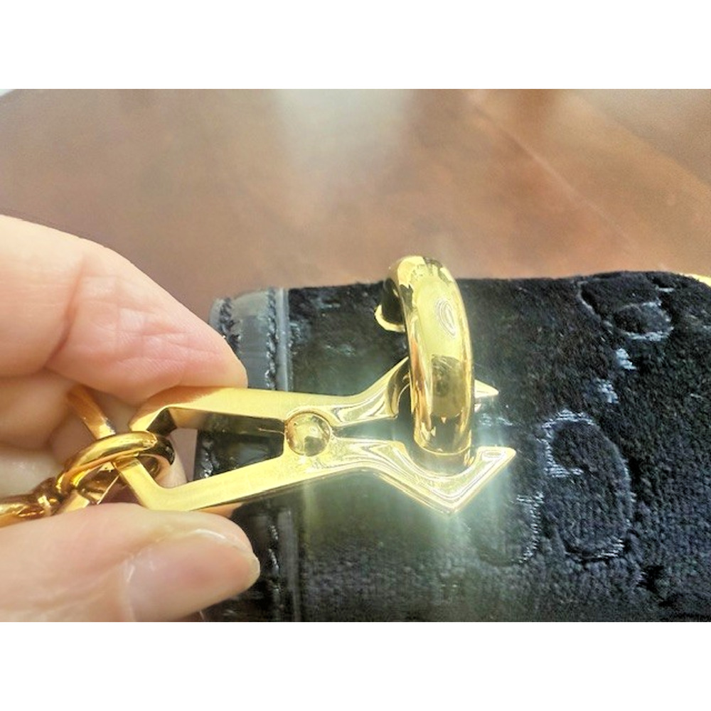 Gucci Black Gold GG Monogram Velvet Sylvie Small Shoulder Crossbody Bag GORGEOUS - Picture 12 of 16